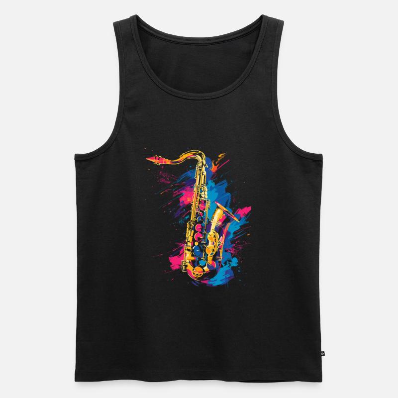 Saxophon Graffiti - Männer Premium Bio Tank Top - Schwarz