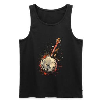 Banjo Éclaboussures de Couleur - Débardeur bio Premium Homme - noir - Devant - AI Model Male 178 light (178cm)