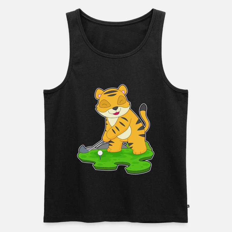 Tiger Golf Golfschläger - Männer Premium Bio Tank Top - Schwarz