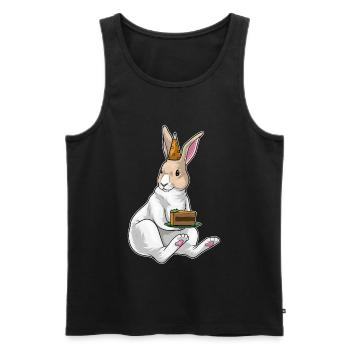 Gâteau d’anniversaire lapin - Débardeur bio Premium Homme - noir - Devant - Michal (187cm)