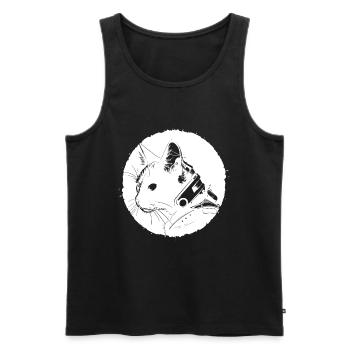 Chat Steampunk - Débardeur bio Premium Homme - noir - Devant - AI Model Male 178 light (178cm)