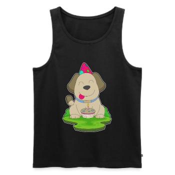 Gâteau d’anniversaire pour chien - Débardeur bio Premium Homme - noir - Devant - Michal (187cm)