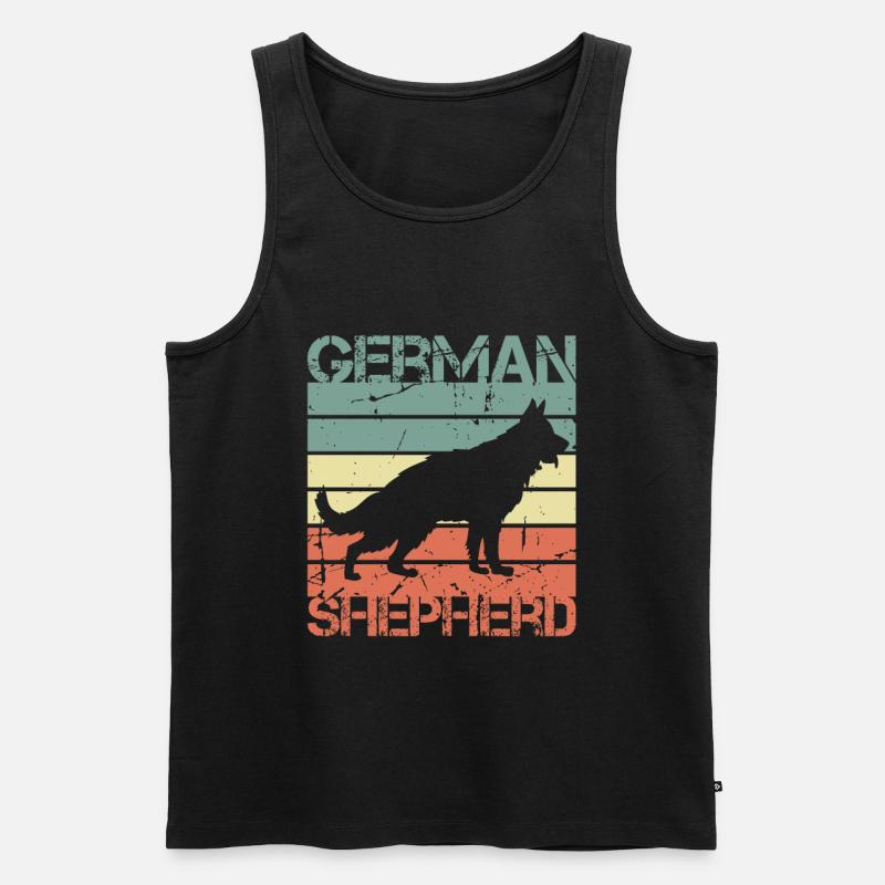 Retro Deutscher Schäferhund - Männer Premium Bio Tank Top - Schwarz