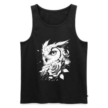 hibou Rose esthétique florale oiseau de nuit cadeau d’oiseau - Débardeur bio Premium Homme - noir - Devant - AI Model Male 178 light (178cm)