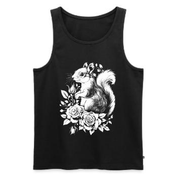 Squirrel Aesthetics Rose Flowers Croissant - Men's Premium Organic Tank Top - black - Front - AI Model Male 178 light (178cm)
