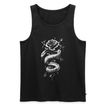 Serpent Rose Floral Esthétique Serpent Cadeau - Débardeur bio Premium Homme - noir - Devant - AI Model Male 178 light (178cm)
