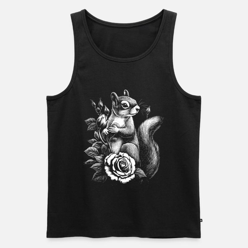 Eichhörnchen Rose Blumen Ästhetik Hörnchen - Männer Premium Bio Tank Top - Schwarz