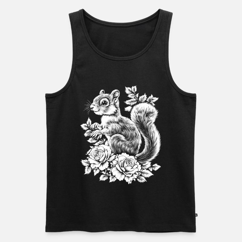 Hörnchen Rose Blumen Ästhetik Eichhörnchen - Männer Premium Bio Tank Top - Schwarz