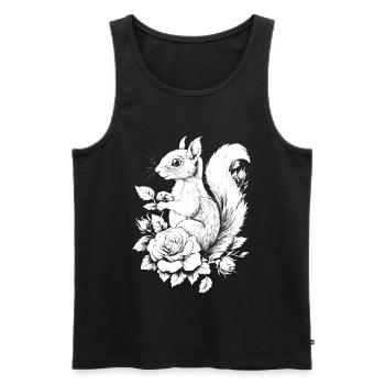 Squirrel Flowers Rose Aesthetics Croissant - Men's Premium Organic Tank Top - black - Front - AI Model Male 178 light (178cm)