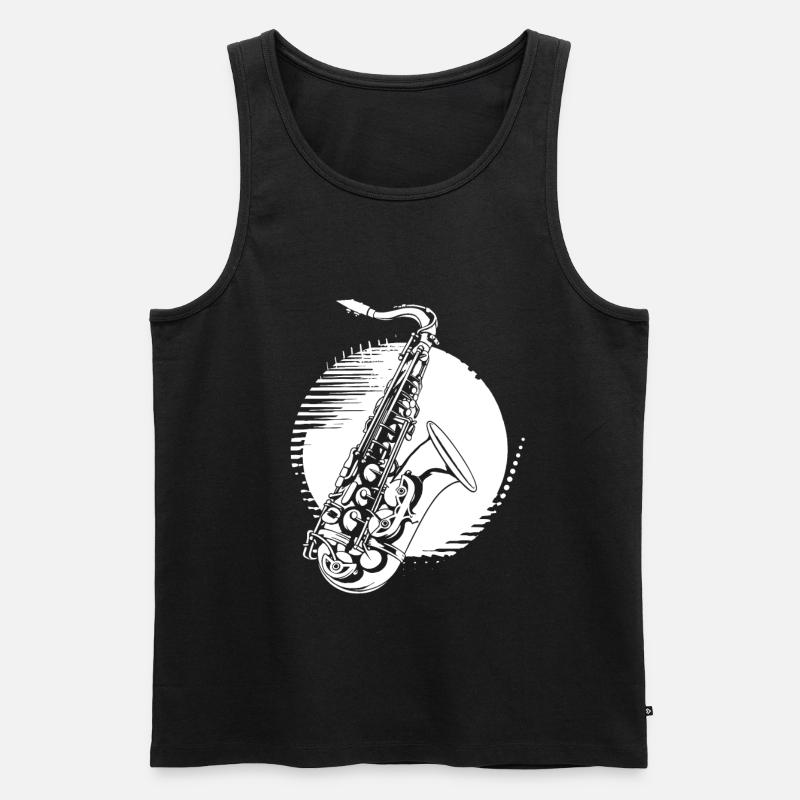 Saxophon Grafik - Männer Premium Bio Tank Top - Schwarz