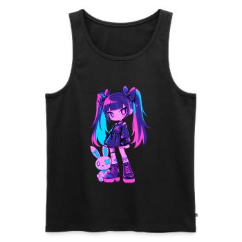 Mignon Kawaii Anime Fille Grunge Goth Lapin Gothique - Débardeur bio Premium Homme - noir - Devant - Michal (187cm)