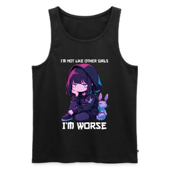 Pas comme les autres filles Anime Fille Kawaii Edgy Goth - Débardeur bio Premium Homme - noir - Devant - Michal (187cm)