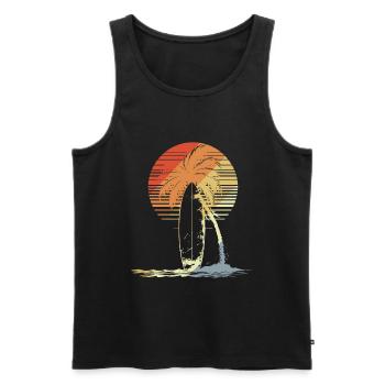 Surfbrett Vintage - Männer Premium Bio Tank Top - Schwarz - Vorne - AI Model Male 178 light (178cm)