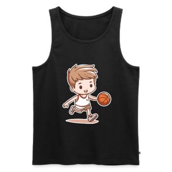 Croquis de petit joueur de basket-ball - Débardeur bio Premium Homme - noir - Devant - Michal (187cm)