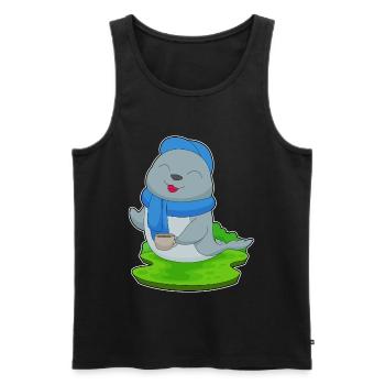 Seal Coffee Mug - Men's Premium Organic Tank Top - black - Front - AI Model Male 178 light (178cm)