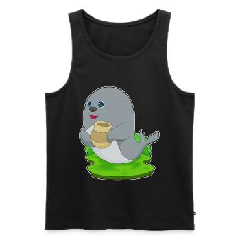 Seehund Vase - Männer Premium Bio Tank Top - Schwarz - Vorne - AI Model Male 178 light (178cm)