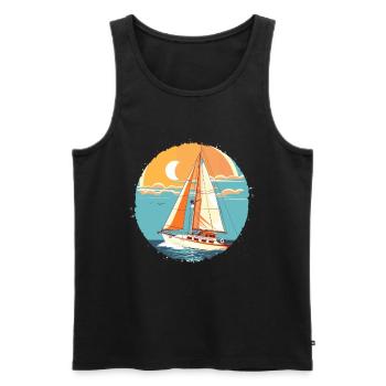 Segeln Comic Look - Männer Premium Bio Tank Top - Schwarz - Vorne - AI Model Male 178 light (178cm)