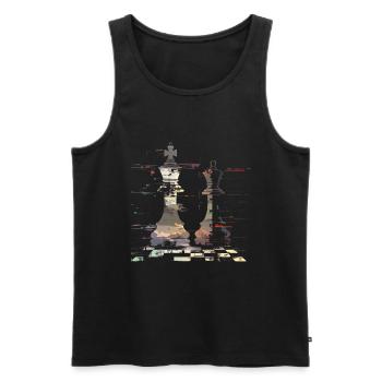 Chess Queen and King Graphic - Men's Premium Organic Tank Top - black - Front - AI Model Male 178 light (178cm)