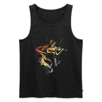 Violine Mädchen - Männer Premium Bio Tank Top - Schwarz - Vorne - Michal (187cm)