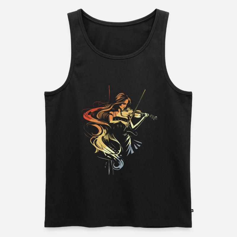 Violine Mädchen - Männer Premium Bio Tank Top - Schwarz