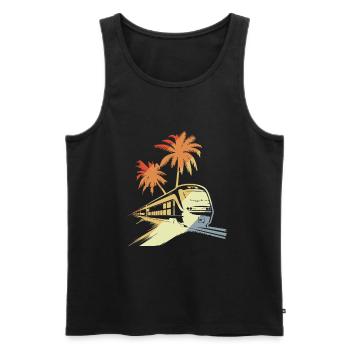Eisenbahn Porträt - Männer Premium Bio Tank Top - Schwarz - Vorne - Michal (187cm)