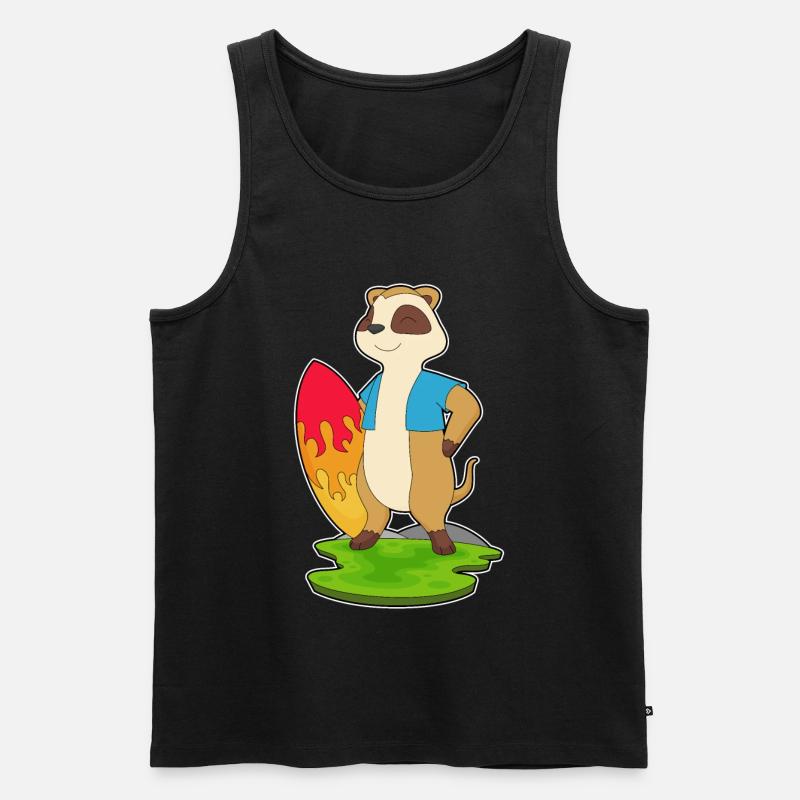 Erdmännchen Surfer Surfbrett - Männer Premium Bio Tank Top - Schwarz