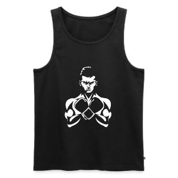Boxer Skizze - Männer Premium Bio Tank Top - Schwarz - Vorne - Michal (187cm)