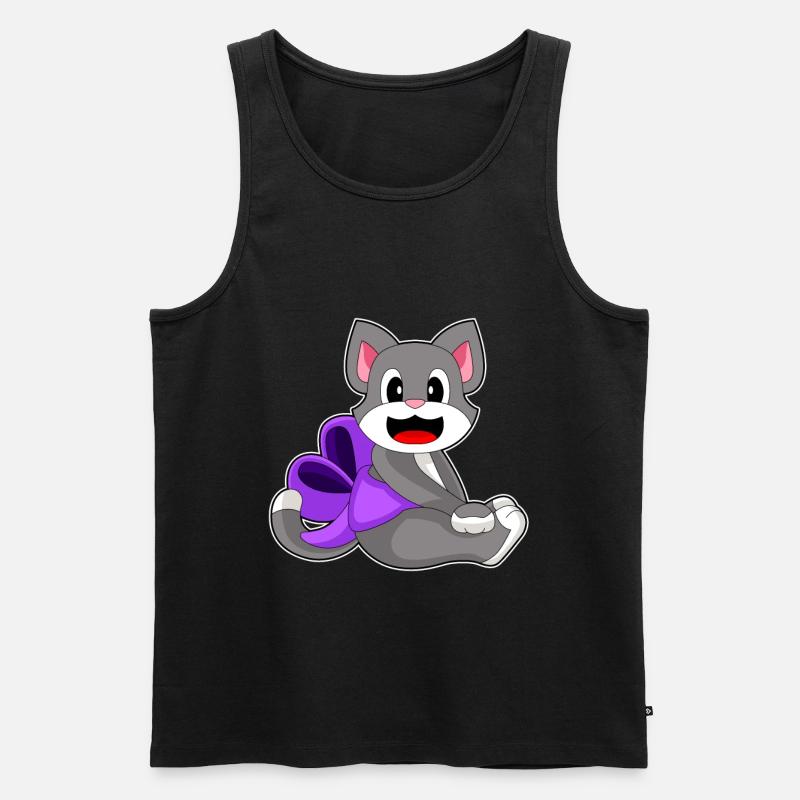 Cat Bow - Men's Premium Organic Tank Top - black