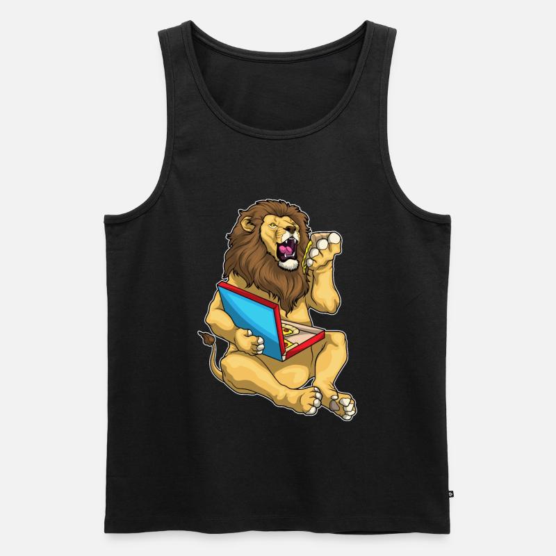 Löwe Pizza - Männer Premium Bio Tank Top - Schwarz