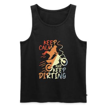 Keep Calm and Keep Dirting - Men's Premium Organic Tank Top - black - Front - AI Model Male 178 light (178cm)