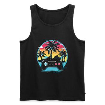 Video Games Vaporwave - Men's Premium Organic Tank Top - black - Front - AI Model Male 178 light (178cm)