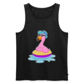 Flamingo Schwimmen Schwimmring Sommer - Männer Premium Bio Tank Top - Schwarz - Vorne - AI Model Male 178 light (178cm)