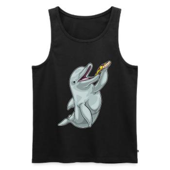 Dolphin Pizza - Men's Premium Organic Tank Top - black - Front - AI Model Male 178 light (178cm)
