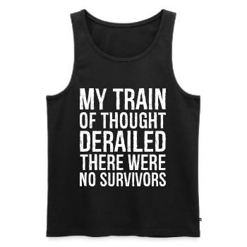 my train of thought derailed - Débardeur bio Premium Homme - noir - Devant - Michal (187cm)