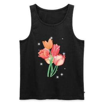 Tulipe Tulipes Fleurs Jardin Jardinier Nature - Débardeur bio Premium Homme - noir - Devant - Michal (187cm)
