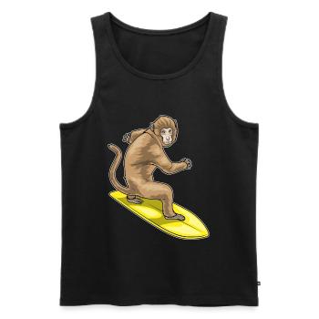 Monkey Surfing Surfboard Summer - Men's Premium Organic Tank Top - black - Front - AI Model Male 178 light (178cm)