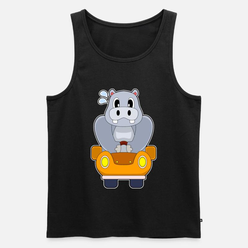 Nilpferd Auto - Männer Premium Bio Tank Top - Schwarz