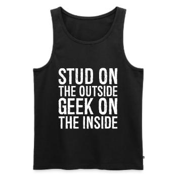 stud on the outside geek on the inside - Débardeur bio Premium Homme - noir - Devant - AI Model Male 178 light (178cm)