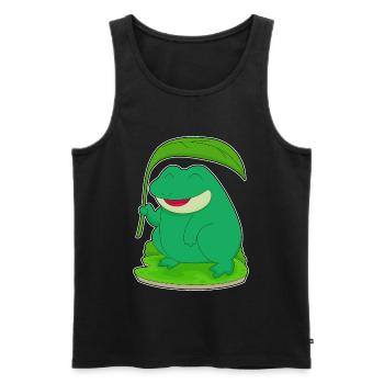Frog with leaf as a parasol - Men's Premium Organic Tank Top - black - Front - AI Model Male 178 light (178cm)