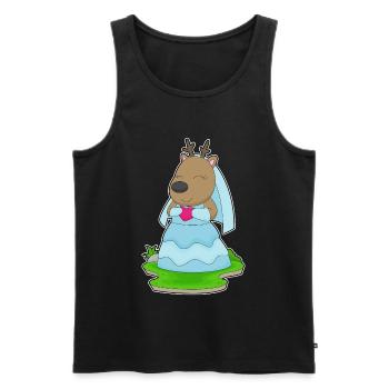 Rentier Braut Herz Hochzeit - Männer Premium Bio Tank Top - Schwarz - Vorne - AI Model Male 178 light (178cm)