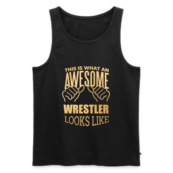 Wrestling Wrestling Wrestling - Men's Premium Organic Tank Top - black - Front - AI Model Male 178 light (178cm)