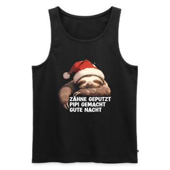 Teeth Brushed Goodnight Sloth Sleep Shirt - Men's Premium Organic Tank Top - black - Front - Michal (187cm)