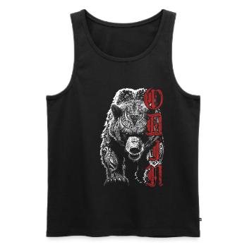 Odin Grizzly Ours Mythologie nordique Viking - Débardeur bio Premium Homme - noir - Devant - AI Model Male 178 light (178cm)