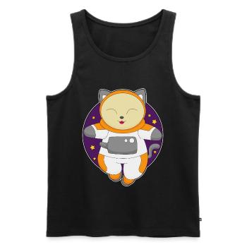 Cat Astronaute Espace - Débardeur bio Premium Homme - noir - Devant - Michal (187cm)
