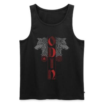 Odin Wölfe Wolf Vegvisir Nordische Mythologie - Männer Premium Bio Tank Top - Schwarz - Vorne - AI Model Male 178 light (178cm)