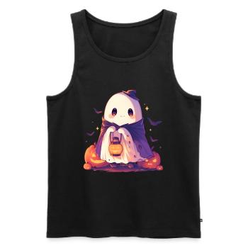 Halloween Ghost Ghost Pumpkin Lantern Gift - Men's Premium Organic Tank Top - black - Front - AI Model Male 178 light (178cm)