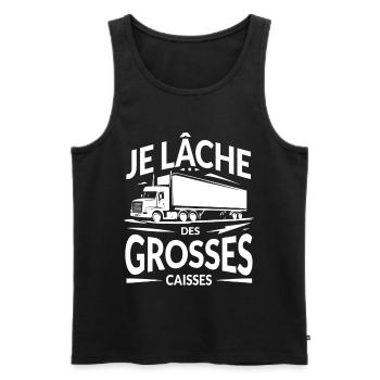 Je lâche des grosses caisses - Débardeur bio Premium Homme - noir - Devant - AI Model Male 178 light (178cm)