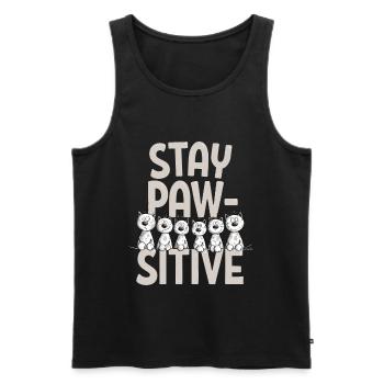Stay Pawsitive Katzen Team Katzen Spruch - Männer Premium Bio Tank Top - Schwarz - Vorne - AI Model Male 178 light (178cm)