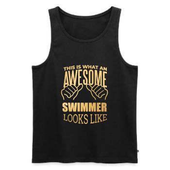 Schwimmen, schwimmen, schwimmen, schwimmen - Männer Premium Bio Tank Top - Schwarz - Vorne - Michal (187cm)