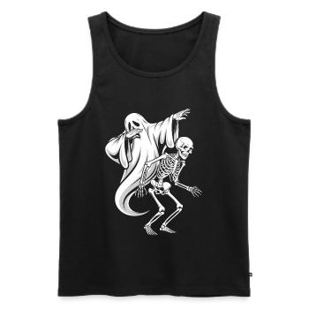 Halloween Dabbing Ghost Skeleton Spooky Gift - Men's Premium Organic Tank Top - black - Front - Michal (187cm)
